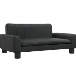 vidaXL Sofá para niños de cuero sintético 70x45x30 cm Negro Discount