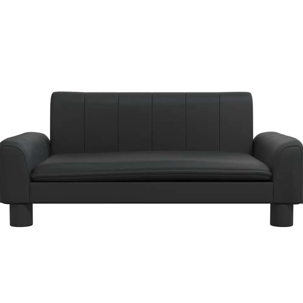 vidaXL Sofá para niños de cuero sintético 70x45x30 cm Negro Discount