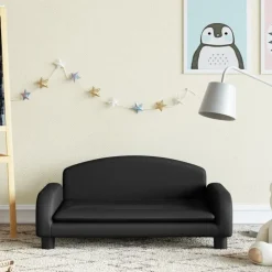 vidaXL Sofá para niños de cuero sintético 70x45x30 cm Negro Online