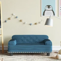 vidaXL Sofá para niños de terciopelo 70x45x30 cm Azul Outlet