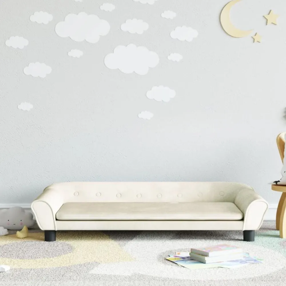 vidaXL Sofá para niños de terciopelo 100x50x26 cm Crema Sale