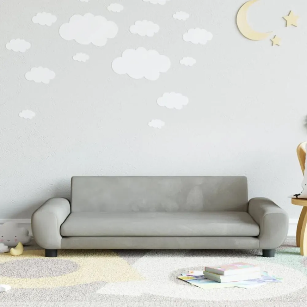vidaXL Sofá para niños de terciopelo 100x54x33 cm Gris claro Clearance
