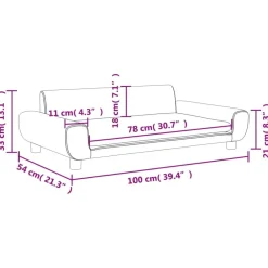 vidaXL Sofá para niños de terciopelo 100x54x33 cm Gris claro Clearance