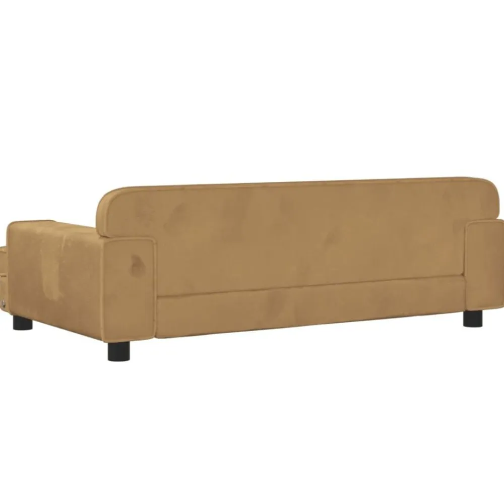 Niños vidaXL Mobiliario Para Bebés Y Niños Pequeños-Sofá para niños de terciopelo marrón 90x53x30 cm