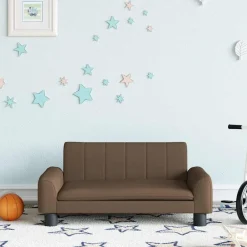 Niños vidaXL Mobiliario Para Bebés Y Niños Pequeños-Sofá para niños de tela marrón 70x45x30 cm