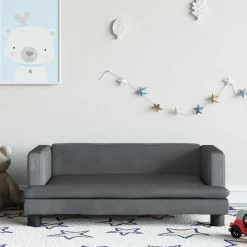 vidaXL Sofá para niños de terciopelo 80x45x30 cm Gris oscuro Discount