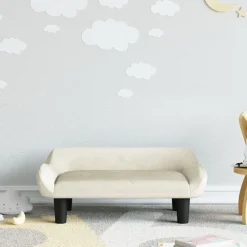 vidaXL Sofá para niños de terciopelo 70x40x24 cm Crema New