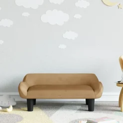 Niños vidaXL Mobiliario Para Bebés Y Niños Pequeños-Sofá para niños de terciopelo marrón 70x40x24 cm