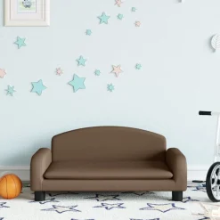 Niños vidaXL Mobiliario Para Bebés Y Niños Pequeños-Sofá para niños de tela marrón 70x45x30 cm