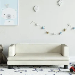 vidaXL Sofá para niños de terciopelo 80x45x30 cm Crema New