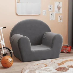 Niños vidaXL Mobiliario Para Bebés Y Niños Pequeños-Sofá para niños felpa suave gris