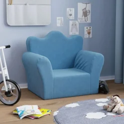 vidaXL Sofá para niños felpa suave Azul Clearance