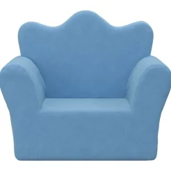 vidaXL Sofá para niños felpa suave Azul Clearance