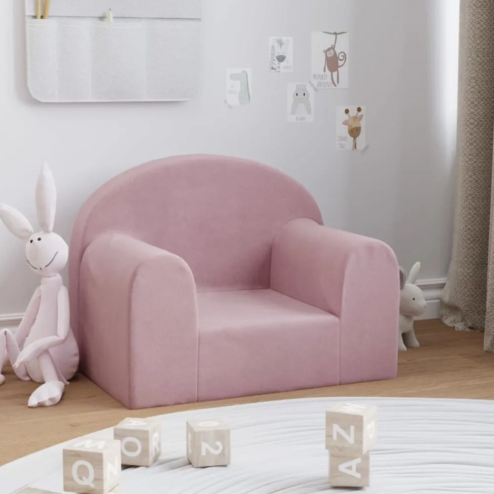 vidaXL Sofá para niños felpa suave Rosa