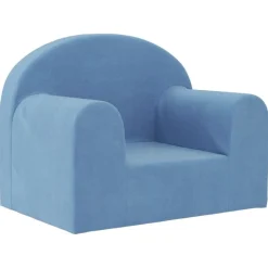 vidaXL Sofá para niños felpa suave Azul Clearance