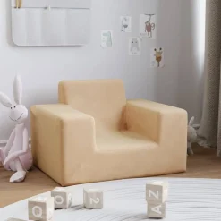 vidaXL Sofá para niños felpa suave color Crema Discount