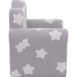 vidaXL Sofá para niños felpa suave gris claro con estrellas Gris claro y blanco Clearance