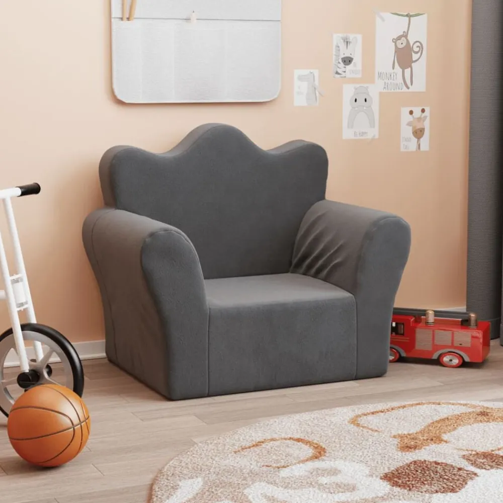 vidaXL Sofá para niños felpa suave gris Antracita Outlet