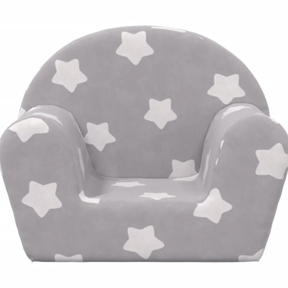 Niños vidaXL Mobiliario Para Bebés Y Niños Pequeños-Sofá para niños felpa suave gris claro con estrellas