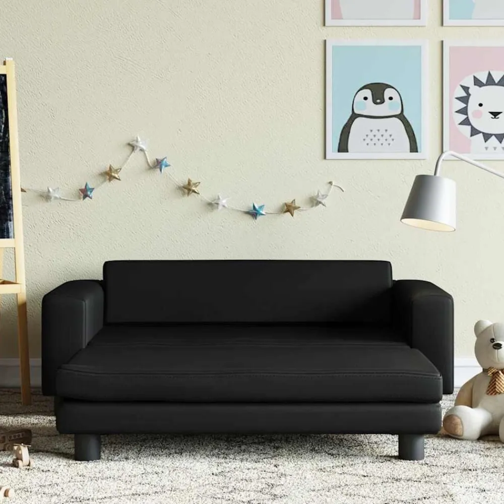 Niños vidaXL Mobiliario Para Bebés Y Niños Pequeños-Sofá para niños y reposapiés cuero sintético 100x50x30 cm