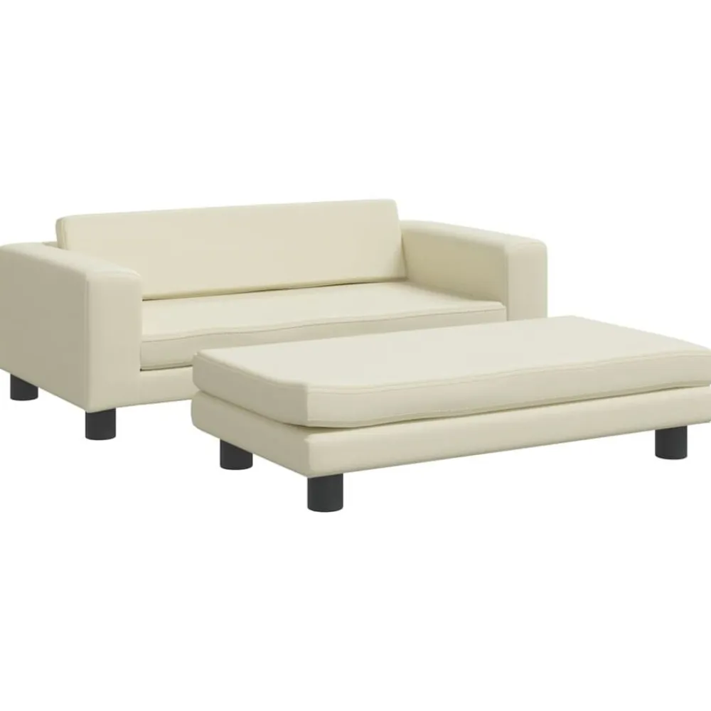 Niños vidaXL Mobiliario Para Bebés Y Niños Pequeños-Sofá para niños y reposapiés cuero sintético 100x50x30 cm