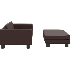 Niños vidaXL Mobiliario Para Bebés Y Niños Pequeños-Sofá para niños y reposapiés cuero sintético marrón 100x50x30cm
