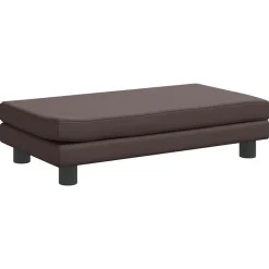 Niños vidaXL Mobiliario Para Bebés Y Niños Pequeños-Sofá para niños y reposapiés cuero sintético marrón 100x50x30cm