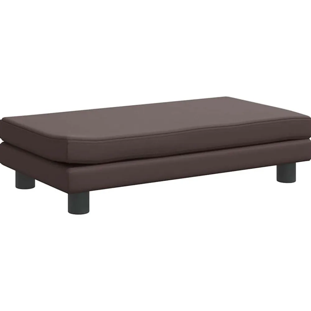 Niños vidaXL Mobiliario Para Bebés Y Niños Pequeños-Sofá para niños y reposapiés cuero sintético marrón 100x50x30cm