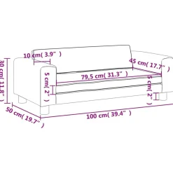 Niños vidaXL Mobiliario Para Bebés Y Niños Pequeños-Sofá para niños y reposapiés cuero sintético marrón 100x50x30cm