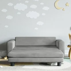 Niños vidaXL Mobiliario Para Bebés Y Niños Pequeños-Sofá para niños y reposapiés terciopelo 100x50x30 cm
