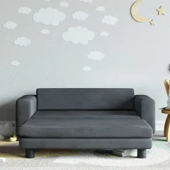 vidaXL Sofá para niños y reposapiés terciopelo 100x50x30cm Gris oscuro Clearance