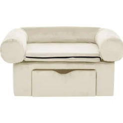 vidaXL Sofá para perros con cajón felpa 75x50x38 cm Crema