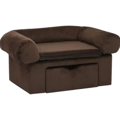 vidaXL Productos Para Mascotas-Sofá para perros con cajón felpa marrón 75x50x38 cm