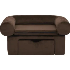 vidaXL Productos Para Mascotas-Sofá para perros con cajón felpa marrón 75x50x38 cm
