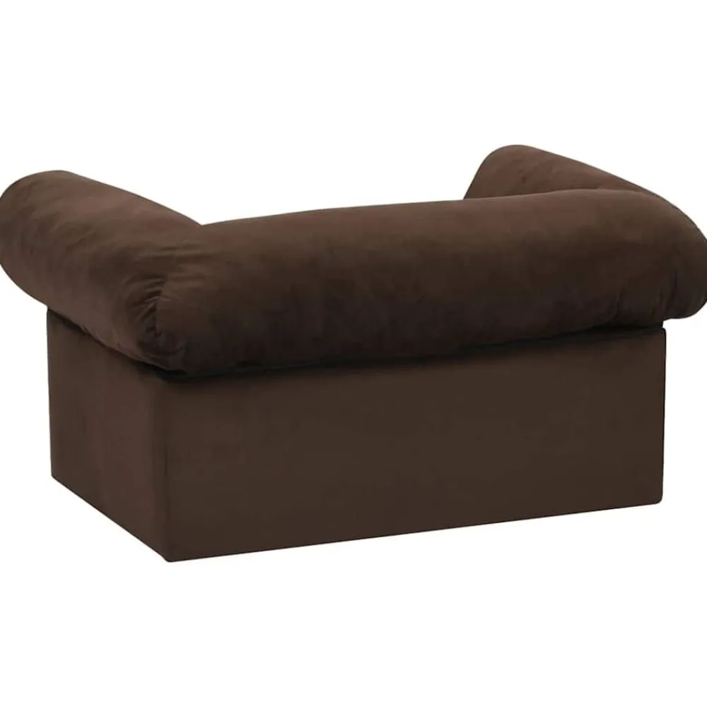 vidaXL Productos Para Mascotas-Sofá para perros con cajón felpa marrón 75x50x38 cm