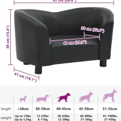 vidaXL Productos Para Mascotas-Sofá para perros cuero sintético 67x41x39 cm
