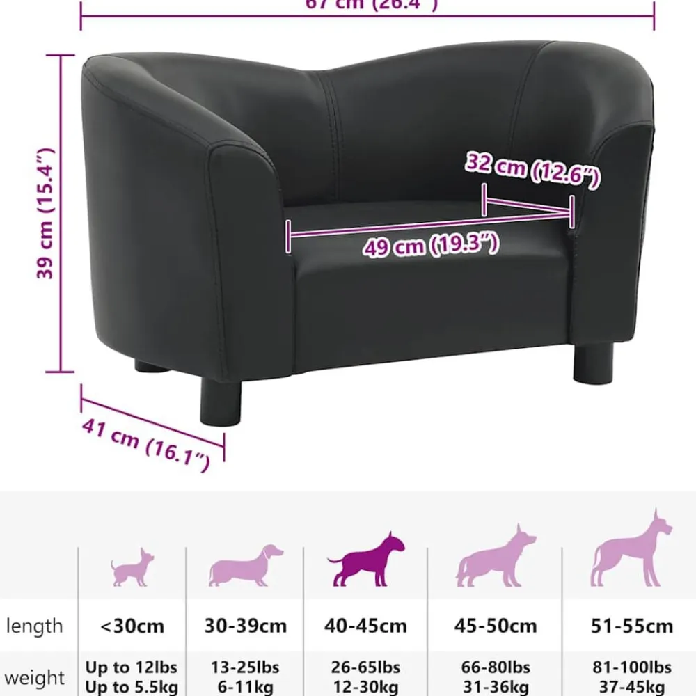 vidaXL Productos Para Mascotas-Sofá para perros cuero sintético 67x41x39 cm