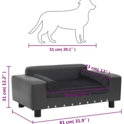 vidaXL Productos Para Mascotas-Sofá para perros felpa y cuero sintético 81x43x31cm
