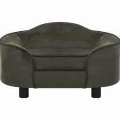 vidaXL Sofá para perros felpa 67x47x36 cm Gris oscuro New
