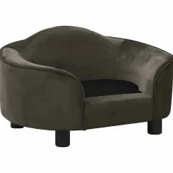 vidaXL Sofá para perros felpa 67x47x36 cm Gris oscuro New