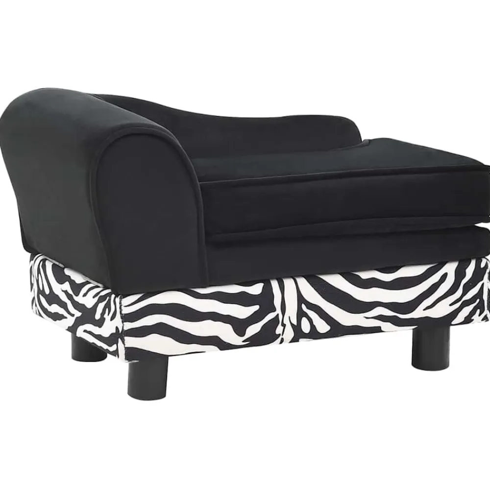 vidaXL Productos Para Mascotas-Sofá para perros felpa negro 57x34x36 cm