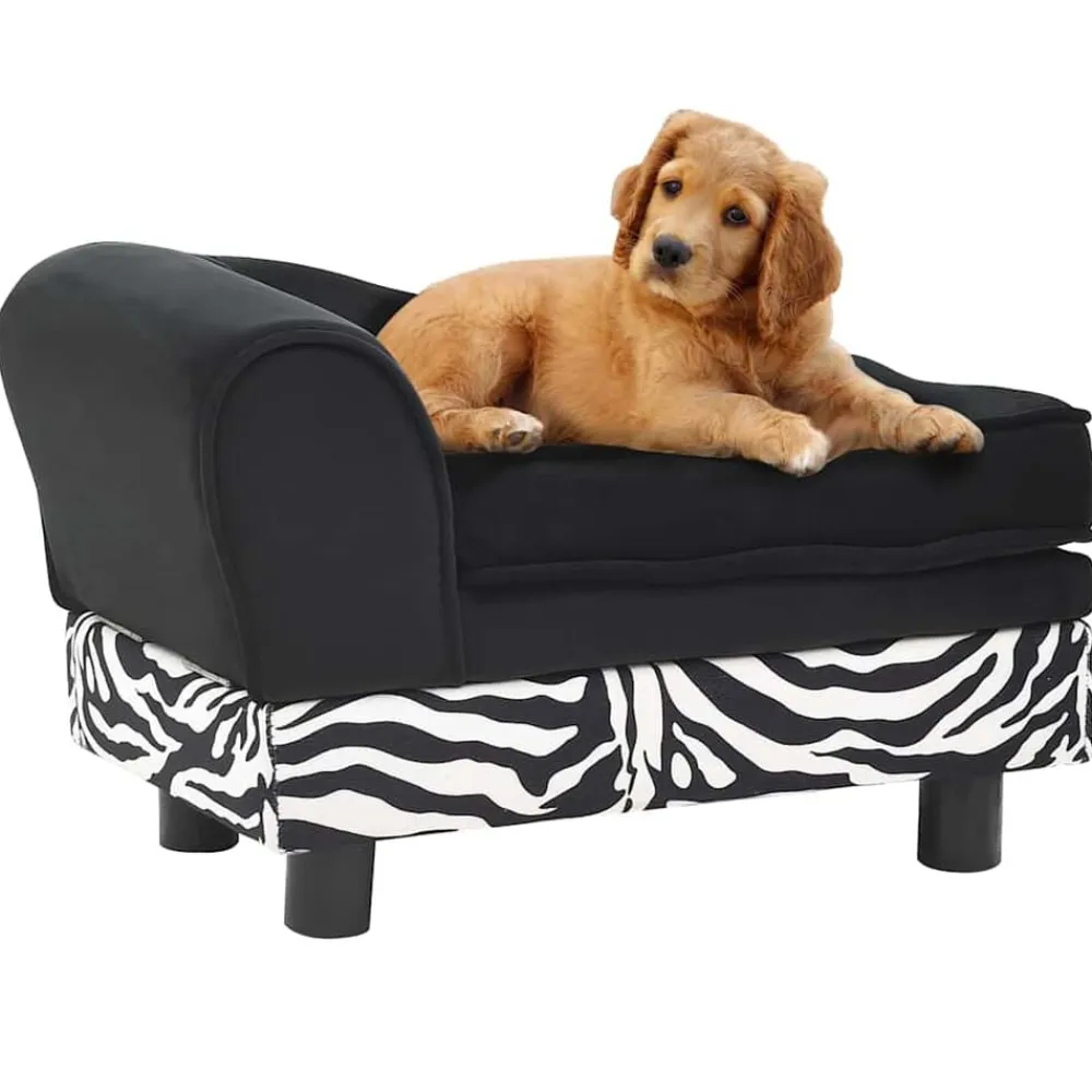 vidaXL Productos Para Mascotas-Sofá para perros felpa negro 57x34x36 cm