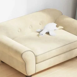 vidaXL Sofá para perros felpa color 72x45x30 cm Crema