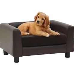 vidaXL Sofá para perros felpa y cuero sintético marrón 60x43x30 cm Marr&oacute;n Clearance