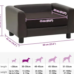 vidaXL Sofá para perros felpa y cuero sintético marrón 60x43x30 cm Marr&oacute;n Clearance