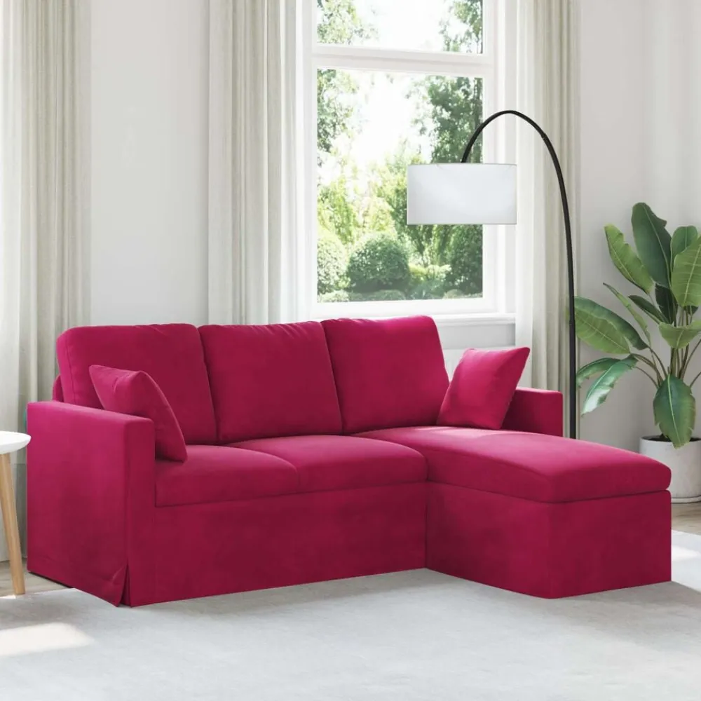 vidaXL Sofá Rojo vino 198 x 134 x 80 cm Terciopelo Rojo vino tinto New