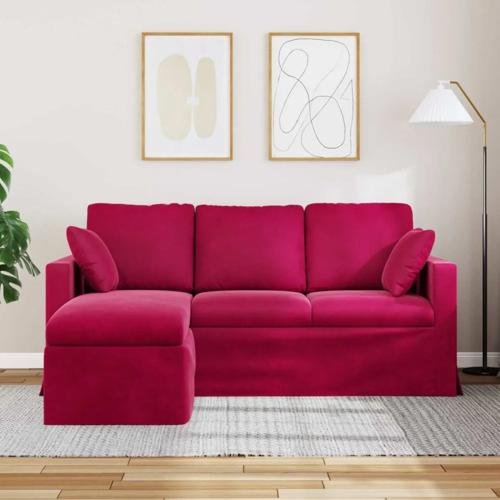 vidaXL Sofá Rojo vino 198 x 134 x 80 cm Terciopelo Rojo vino tinto New