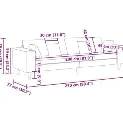 vidaXL Sofá 250 x 77 x 76 cm Terciopelo Rosa Sale