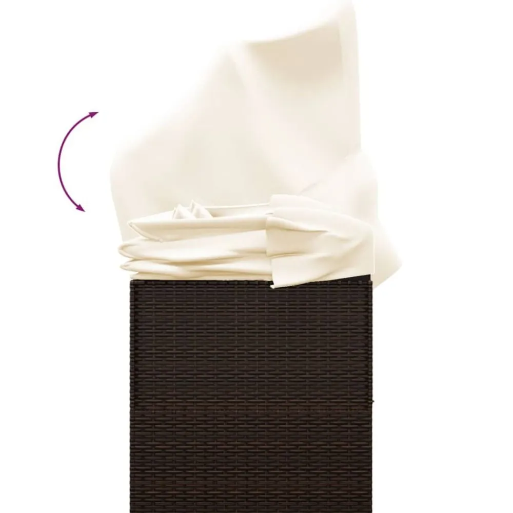 vidaXL Sofá tumbona de jardín con toldo cojines ratán sintético marrón Marrón y crema New