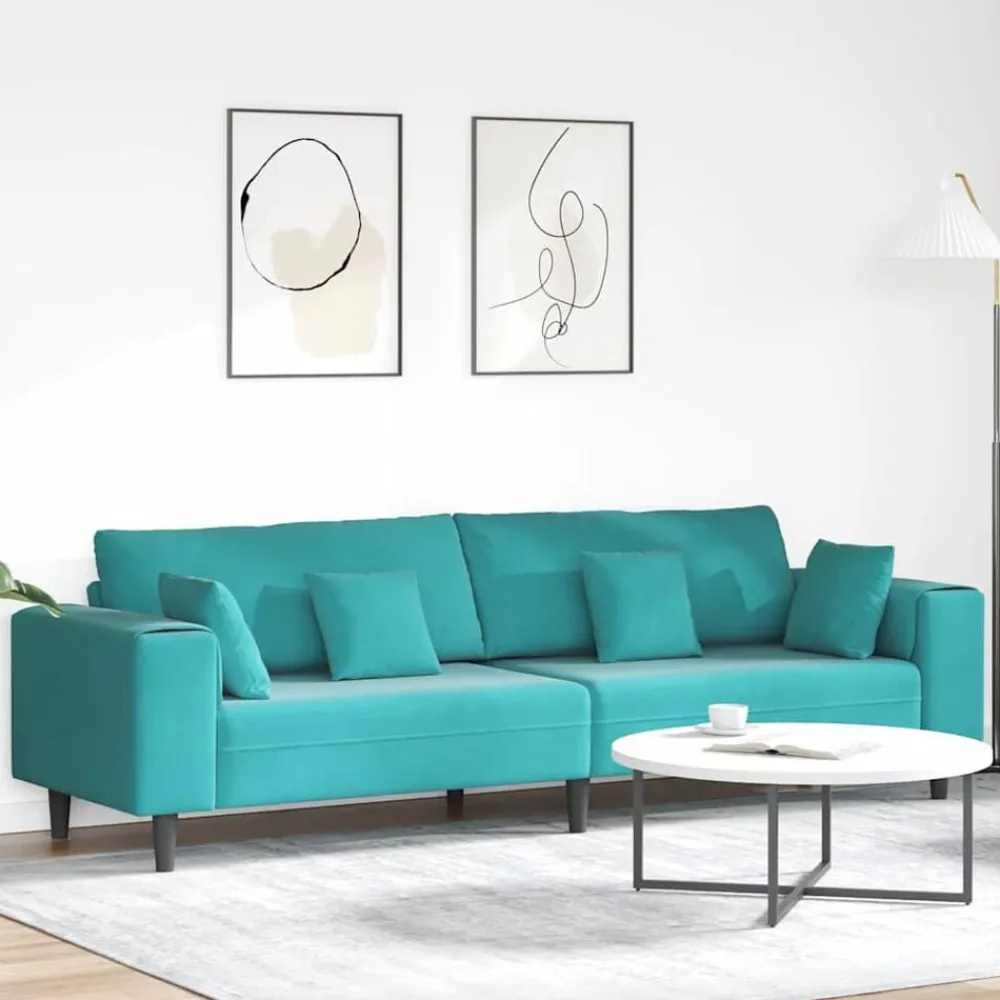 vidaXL Sofá 250 x 77 x 76 cm Terciopelo Tuquesa Clearance